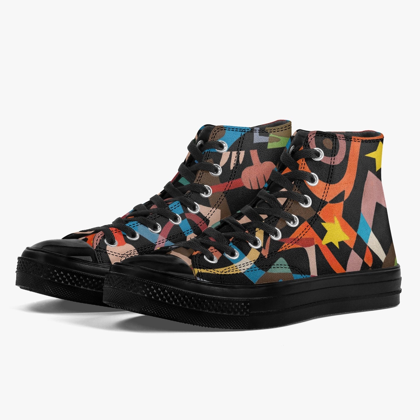 286. New High-Top Canvas Shoes - Black