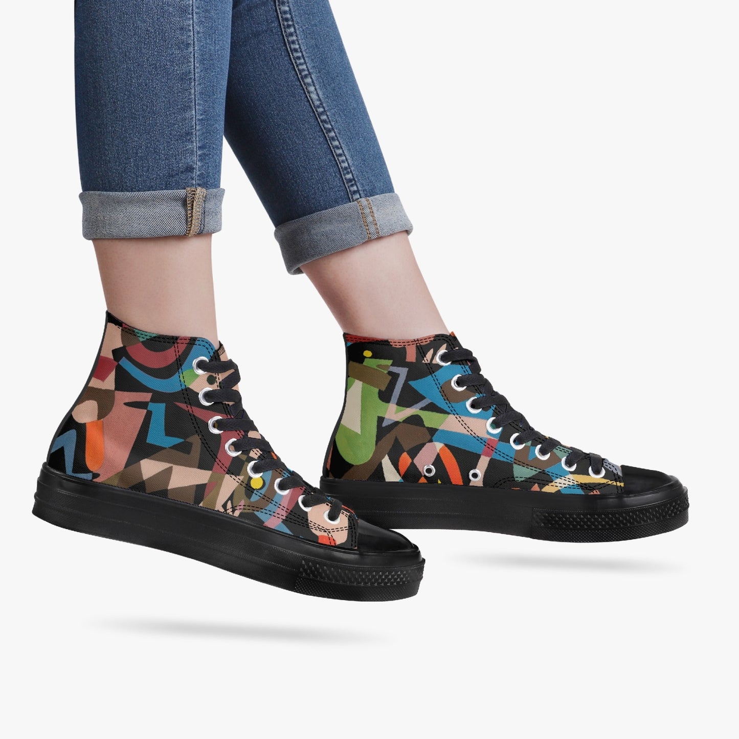 286. New High-Top Canvas Shoes - Black