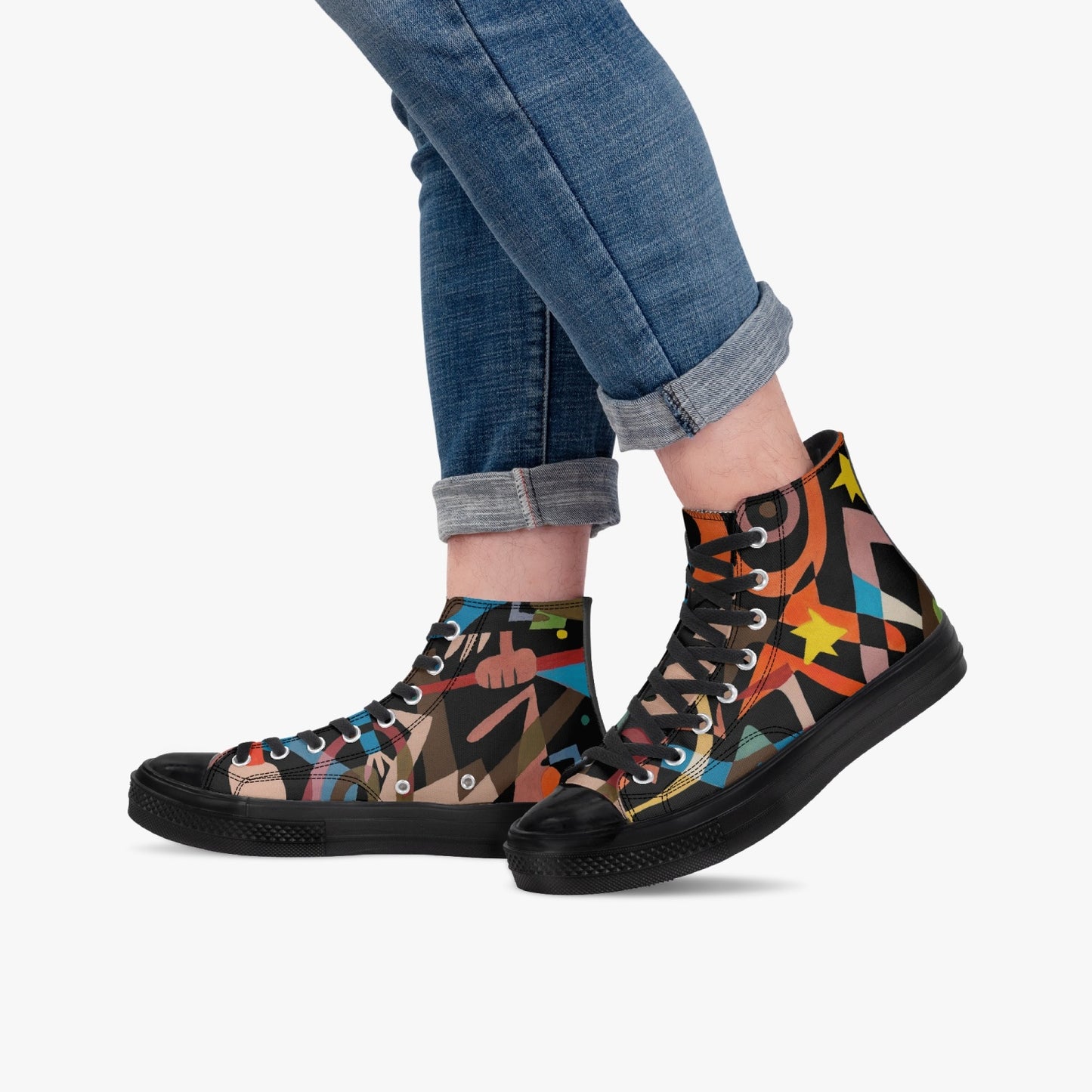 286. New High-Top Canvas Shoes - Black