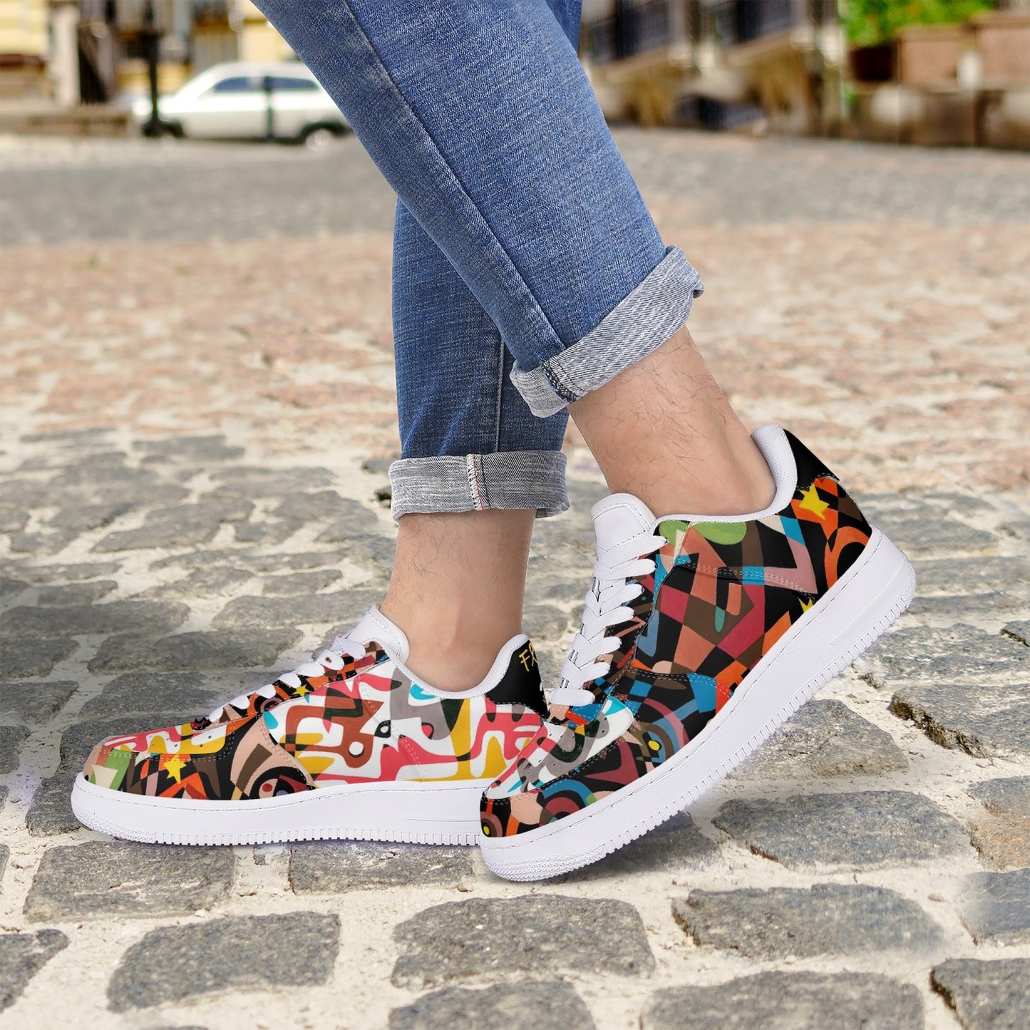 Jim Flora Rock'n'Roll Ruckus low top leather sneakers