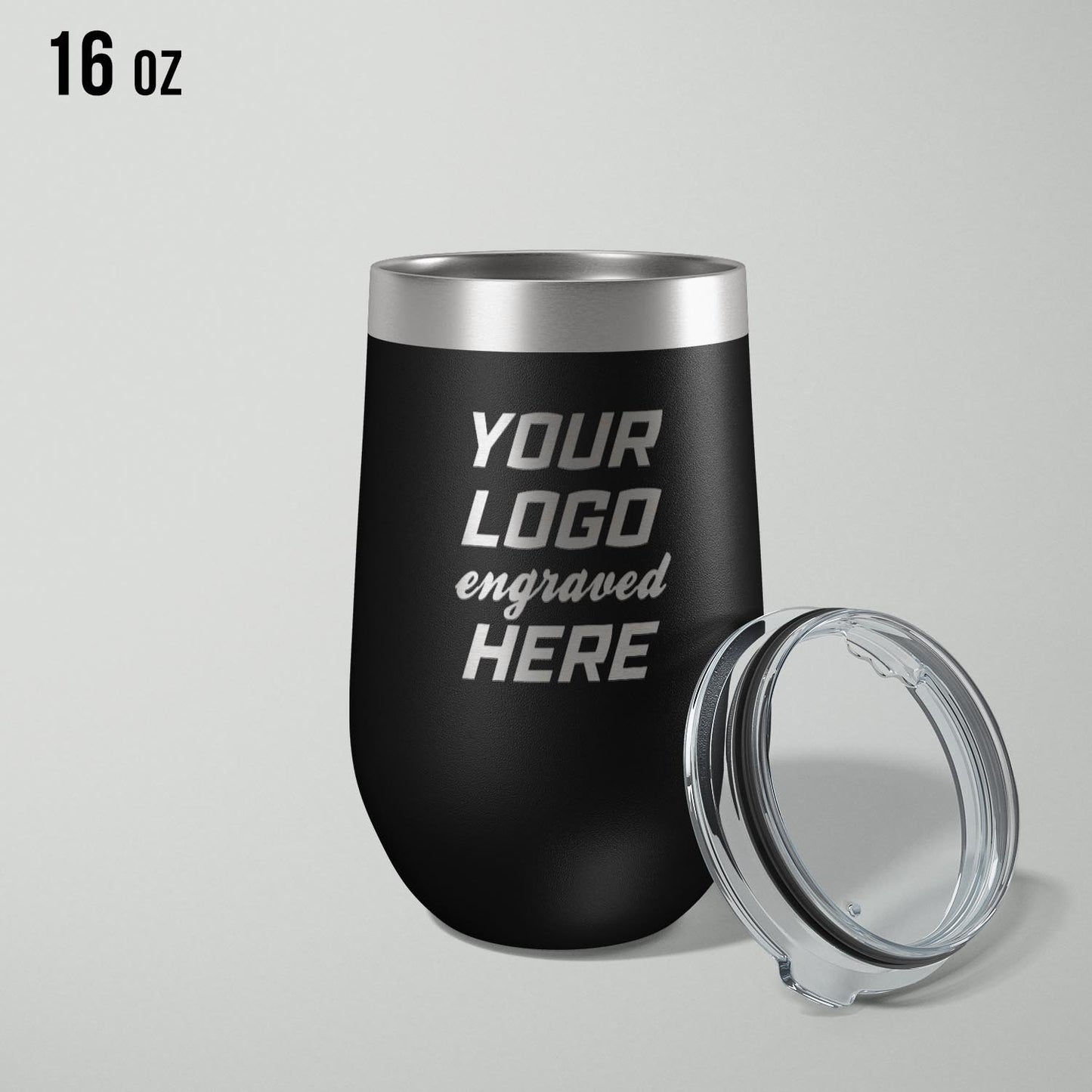 Custom logo stainless vacuum insulated stemless wine cup, 16oz