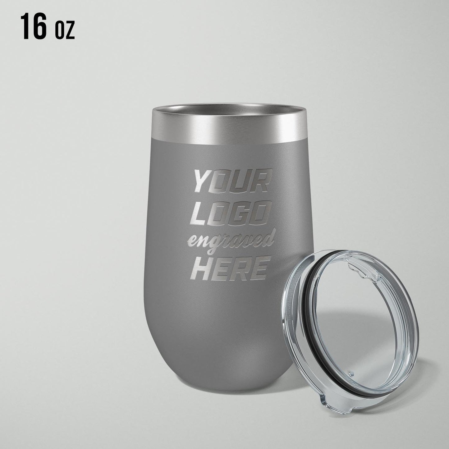 Custom logo stainless vacuum insulated stemless wine cup, 16oz