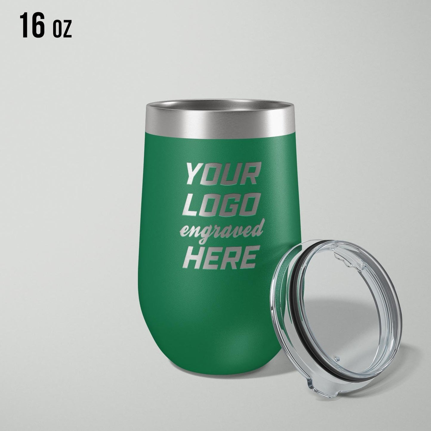 Custom logo stainless vacuum insulated stemless wine cup, 16oz