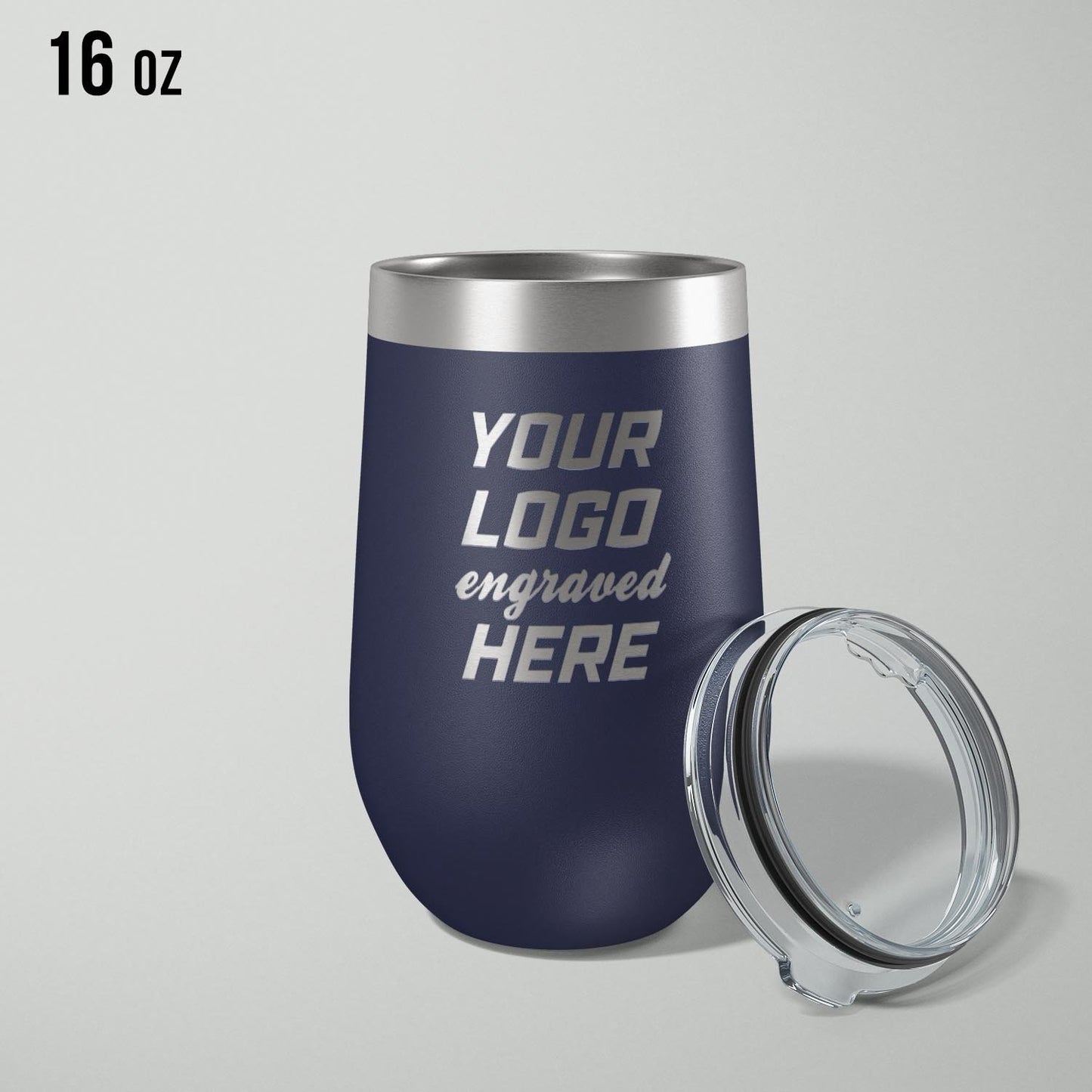 Custom logo stainless vacuum insulated stemless wine cup, 16oz