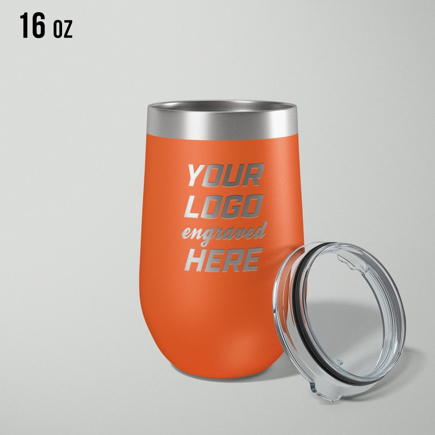 Custom logo stainless vacuum insulated stemless wine cup, 16oz