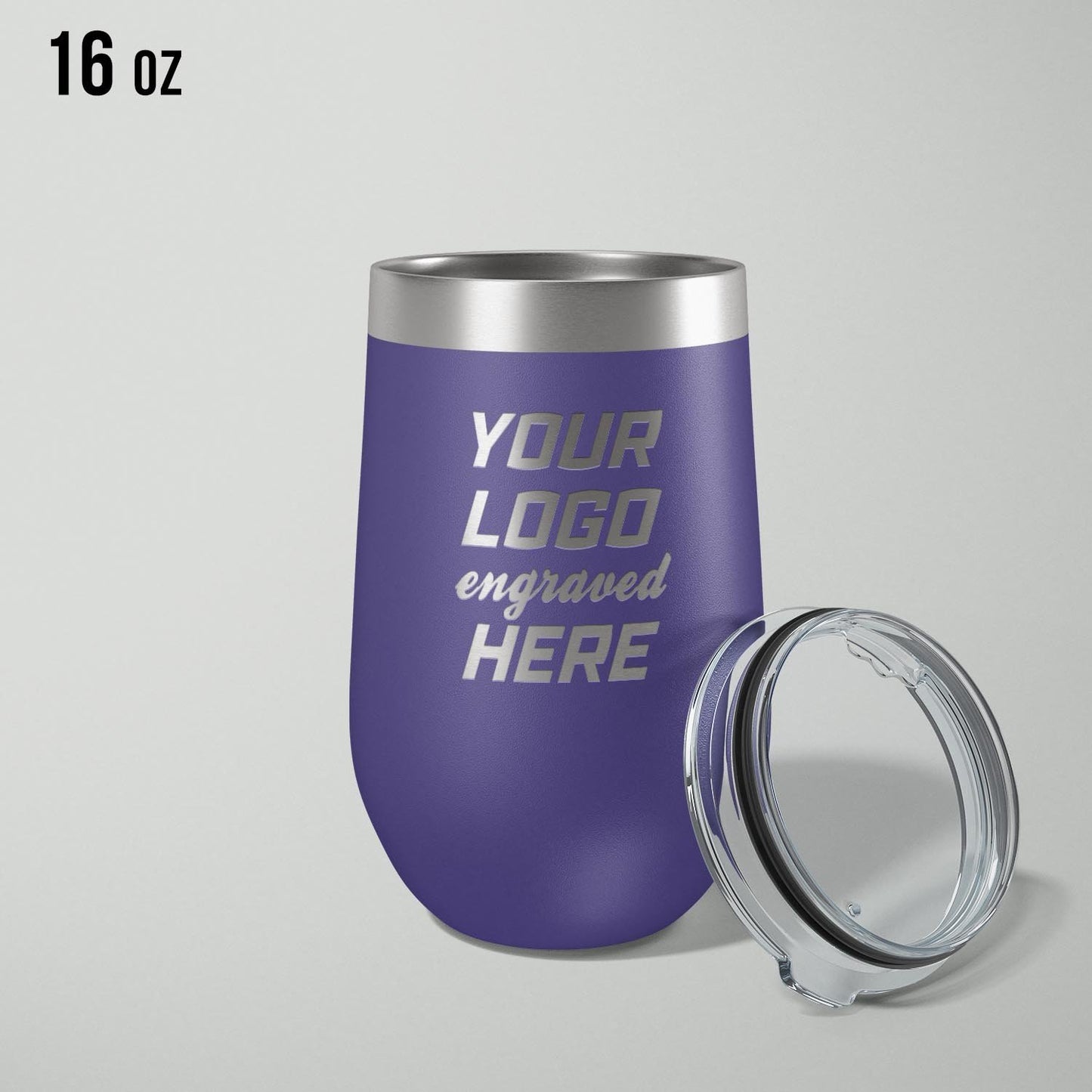 Custom logo stainless vacuum insulated stemless wine cup, 16oz