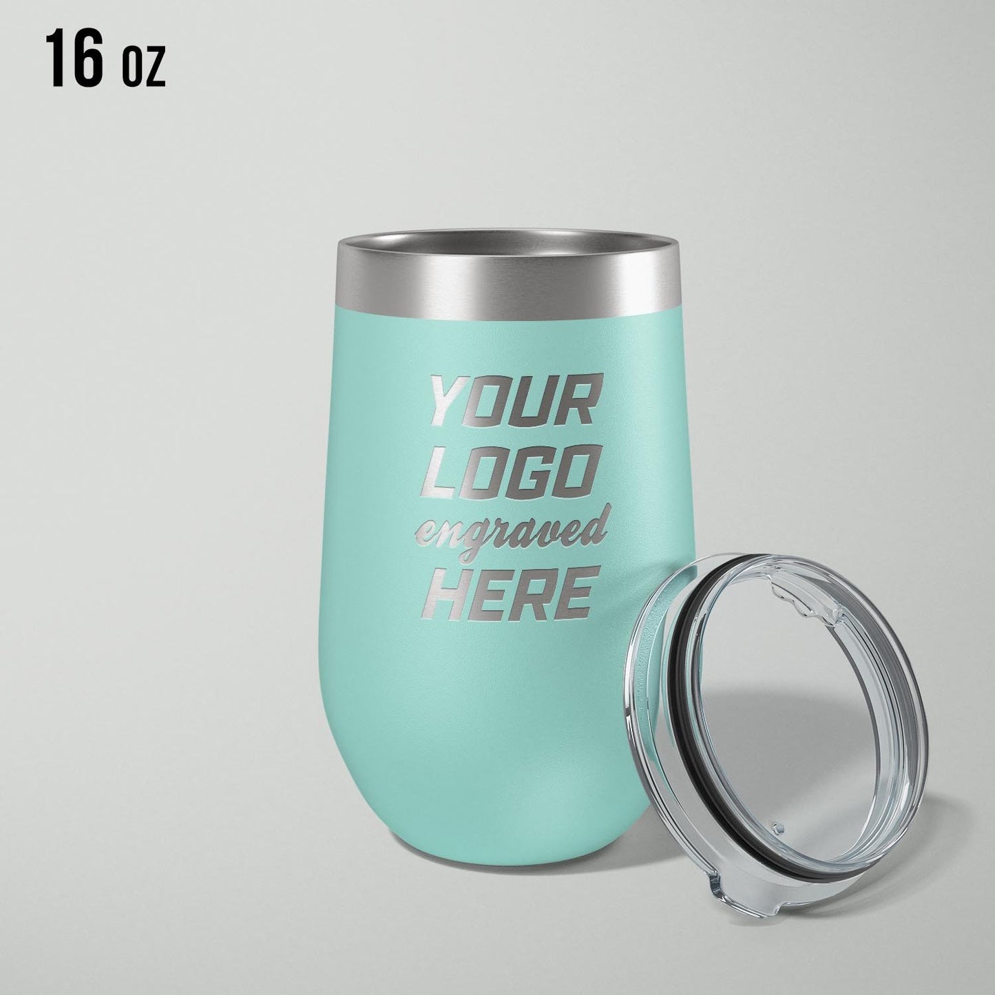 Custom logo stainless vacuum insulated stemless wine cup, 16oz