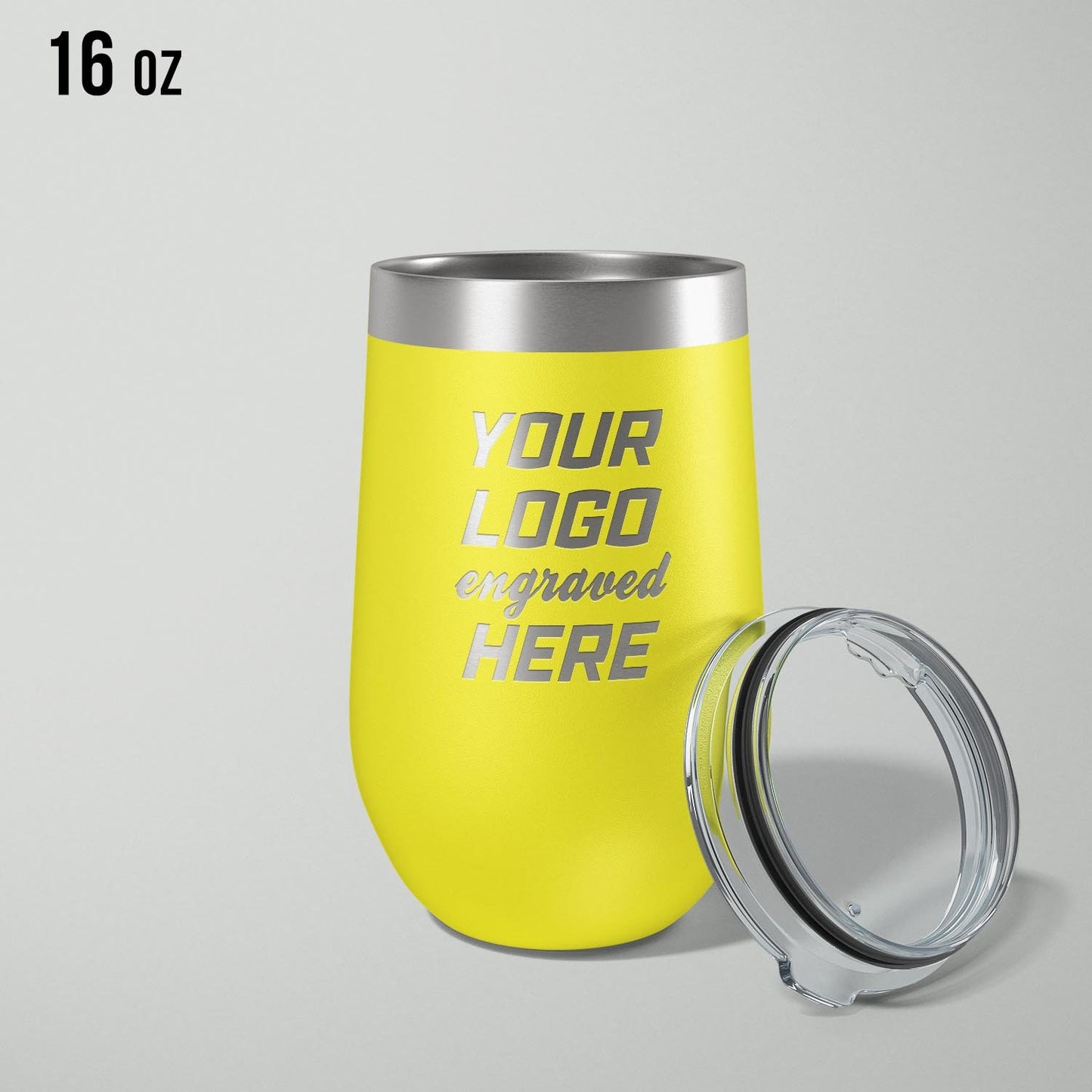 Custom logo stainless vacuum insulated stemless wine cup, 16oz