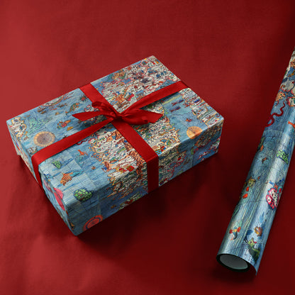 Ancient Sea Monster Map Wrapping paper